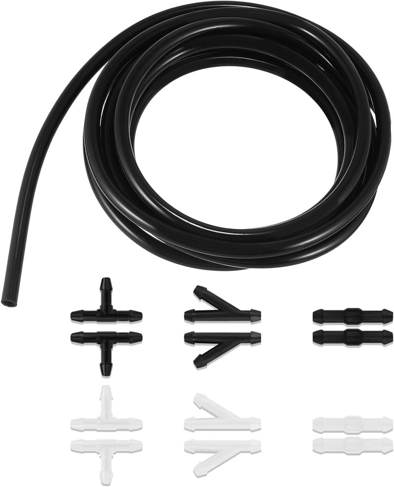 PACLVIO Windshield Washer Hose Kit - 4 Meter Universal Washer Fluid Hose with 12 Pcs Hose Connectors, Fit for Most Vehicle Windshield Washer Nozzle Installation, for Connecting Car Water Pumps and Nozzles - Image 1